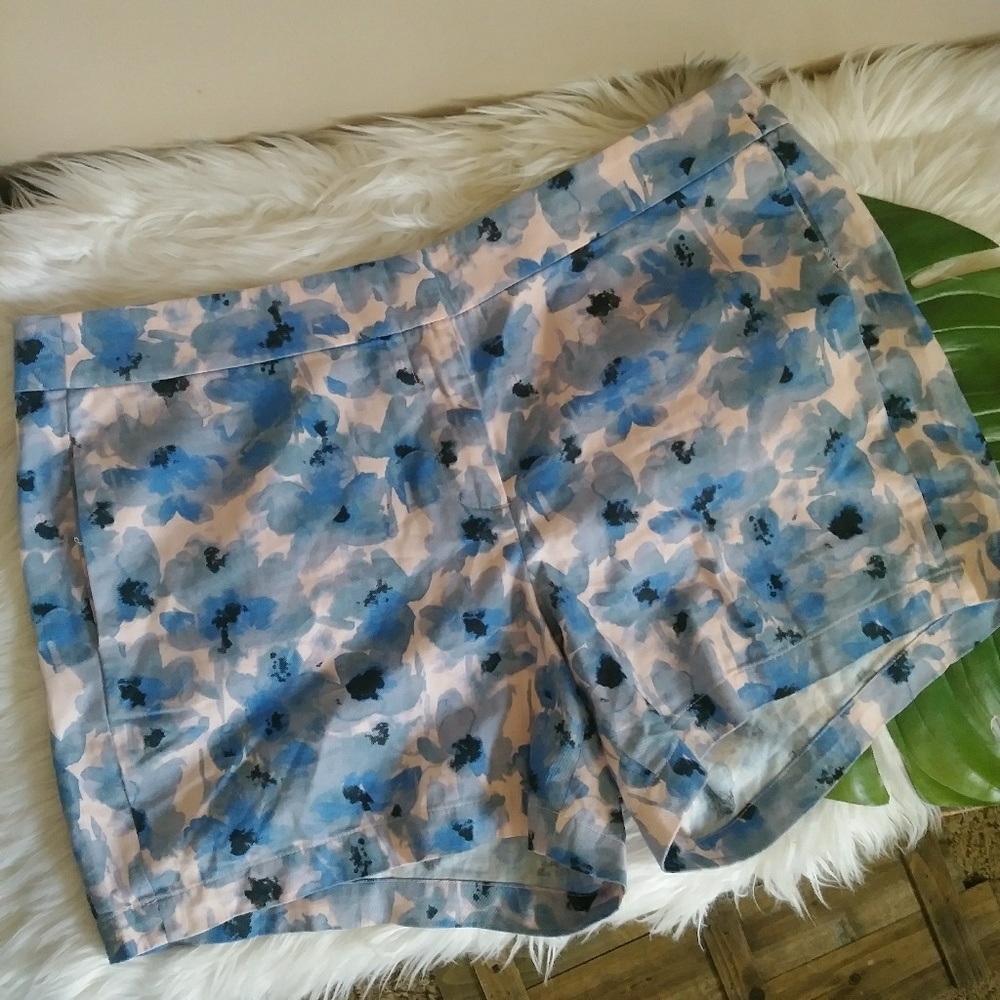 J. Crew Factory Blue & Pink Flower Chino shorts